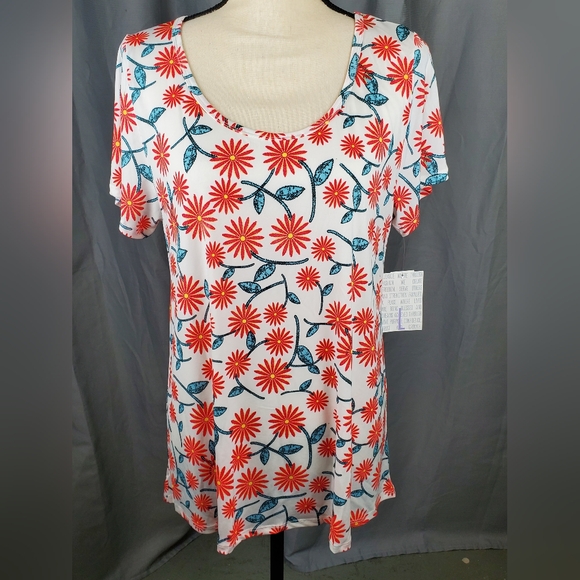 LuLaRoe Tops - NWT Lularoe Classic T, white with red and yellow flowers, size L